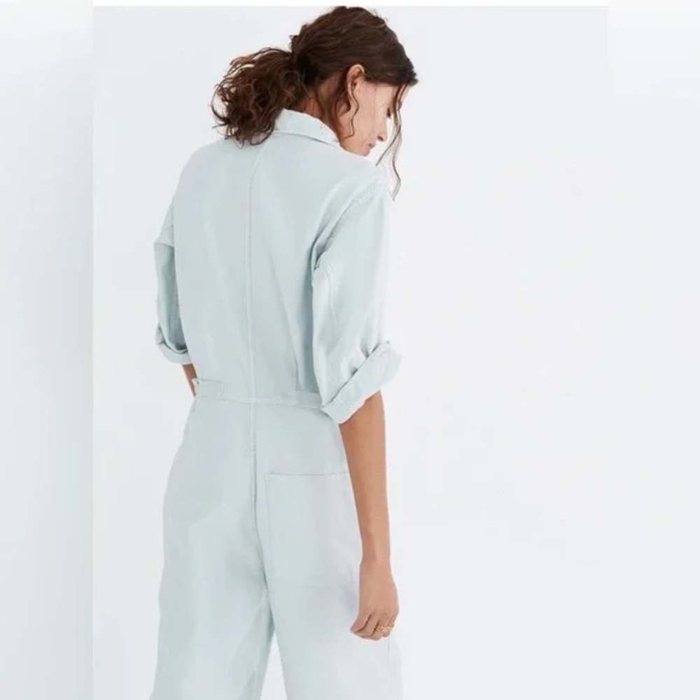 Madewell x As Ever Cotton Utility Workwear Jumpsuit Sage Green Blue NWT XL - Picture 2 of 13